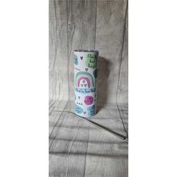 affirmation positive tumbler / metal straw tumbler / good energy vibes drinkware / unique gift