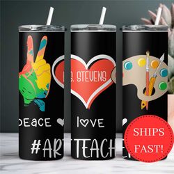 personalized art teacher gift tumbler appreciation gift for art teacher, back to school gift, art teacher to go cup, art