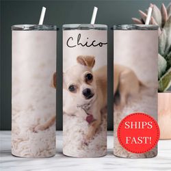 Custom Pet Photo Tumbler Gift for Dog Lover for Christmas, Personalized Tumbler Gift with Pet Picture, Pet Memorial Mugs