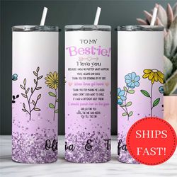 personalized besties tumbler gift for best friend, funny best friend gift, bff gifts, best fiends to go cup, best friend