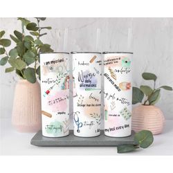 nurse daily positive affirmations tumbler, nurse affirmation tumbler, nurse tumbler gift, 20oz positive nurse gift tumbl