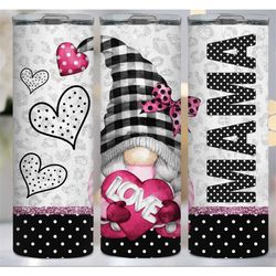 glitter pink valentines gnomies 20oz skinny tumbler, happy valentine's day, heart gnomies, valentines gnomes 20oz tumble