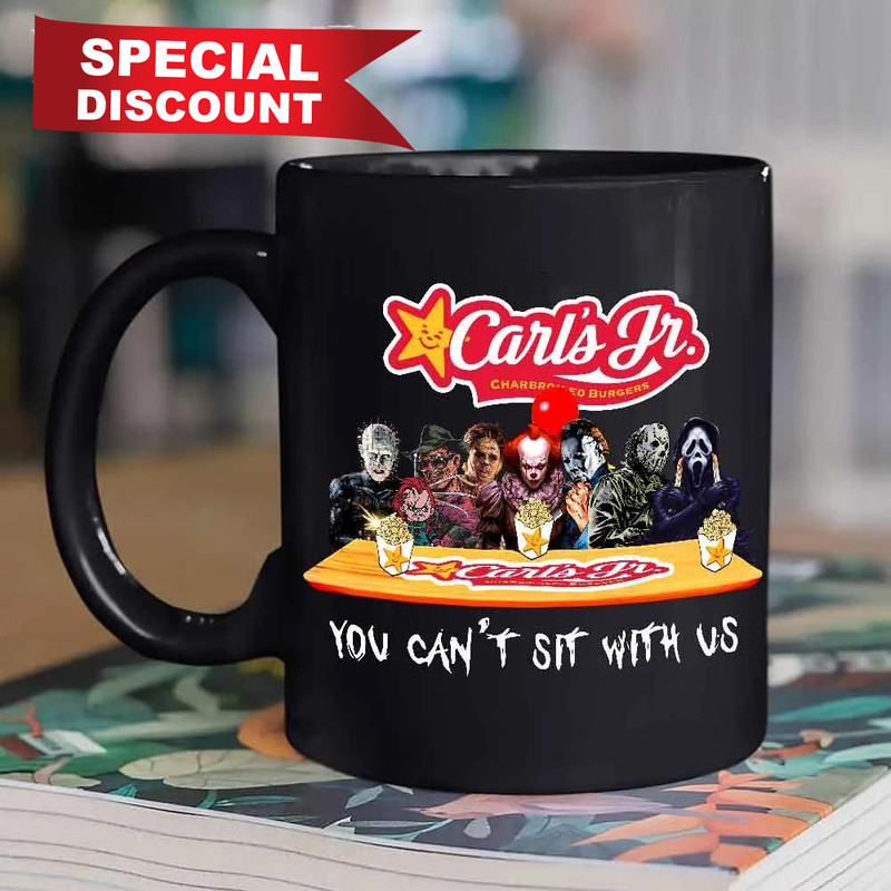 Carl's Jr Horror Movies You Can't Sit With Us Halloween Restaurant Mug.jpg