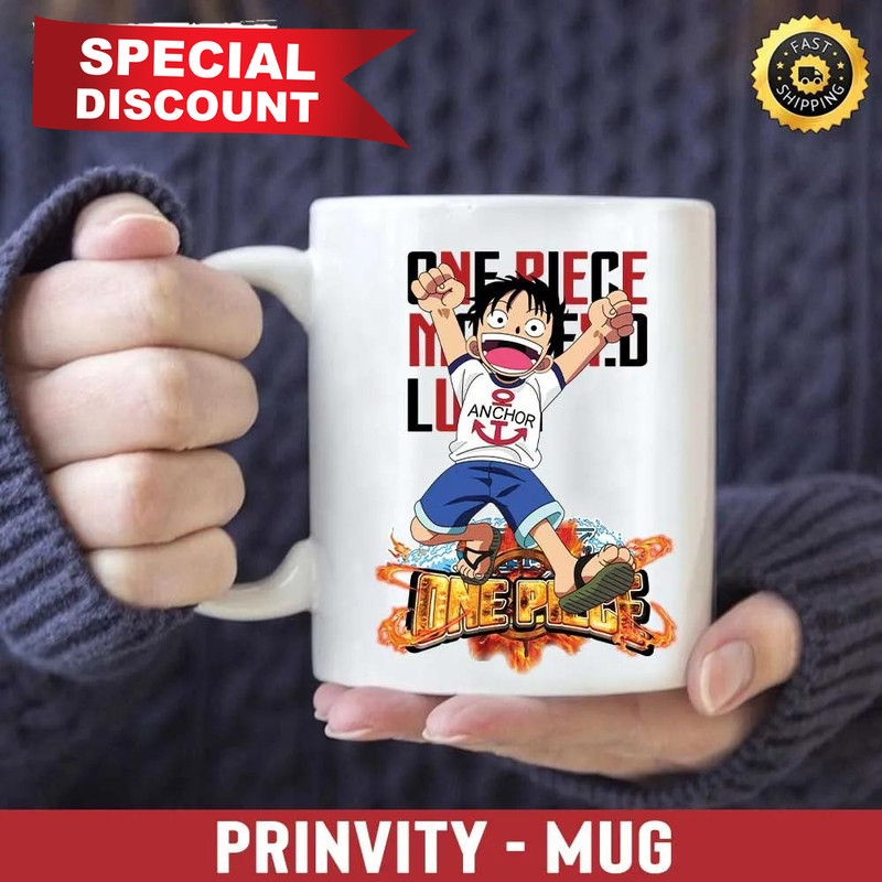 One Piece Monkey D.Luffy Anchor Anime Mug, Size 11oz & 15oz, The King Of The Pirates, One Piece Manga, Best Gifts For One Piece Fan, Sanji, Nico Robin, Yamato,