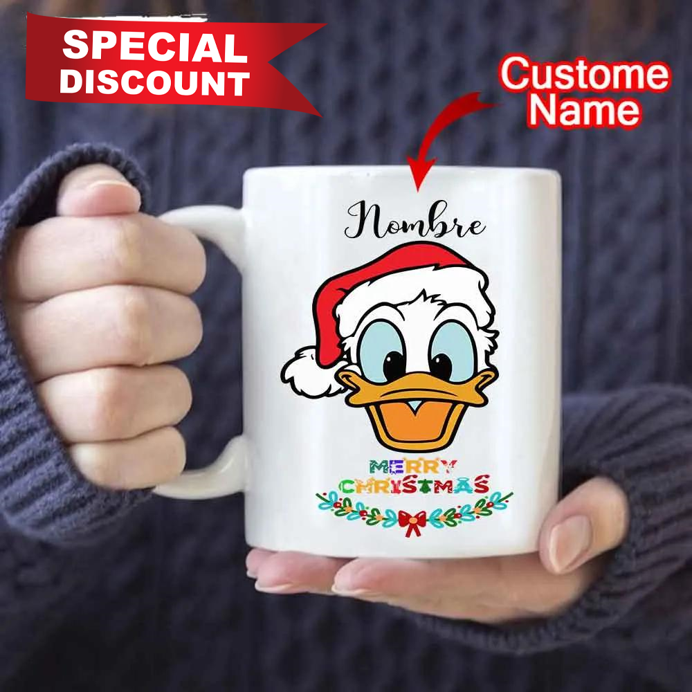 Personalized Donal Duck Merry Christmas Disney Mug, Size 11oz & 15oz, Custom Name, Best Christmas Gifts 2022, Happy Holidays - Prinvity - Prinvity.jpg