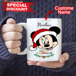 personalized minnie mouse merry christmas mug, custom name, best christmas gifts, happy holidays
