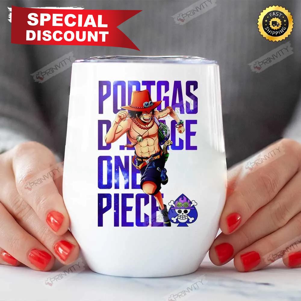 Portgas D. Ace One Piece Anime 12oz Wine Tumbler, The King Of The Pirates, One Piece Manga, Best Gifts For One Piece Fan, Luffy, Sanji, Nico Robin, Yamato, Roro