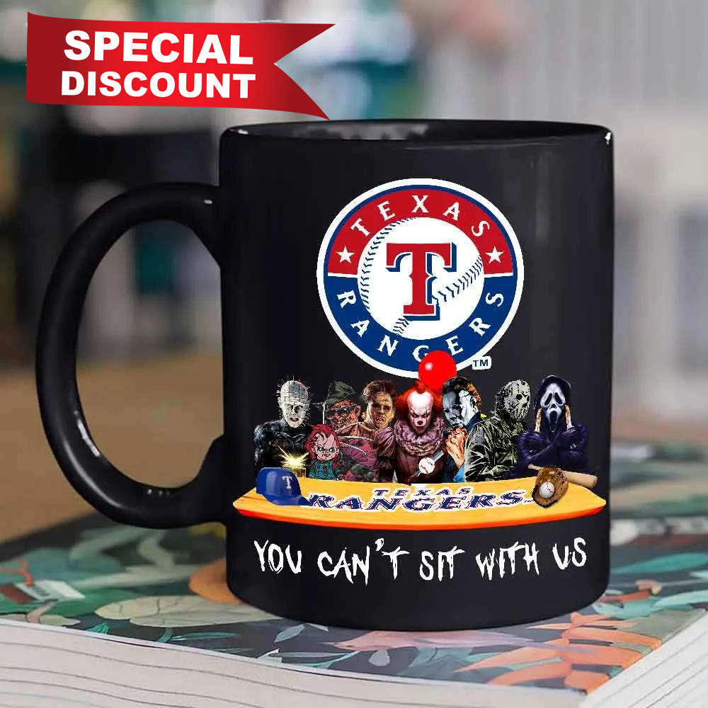 Texas Rangers Horror Movies You Can't Sit With Us Halloween Major League Baseball Mug.jpg