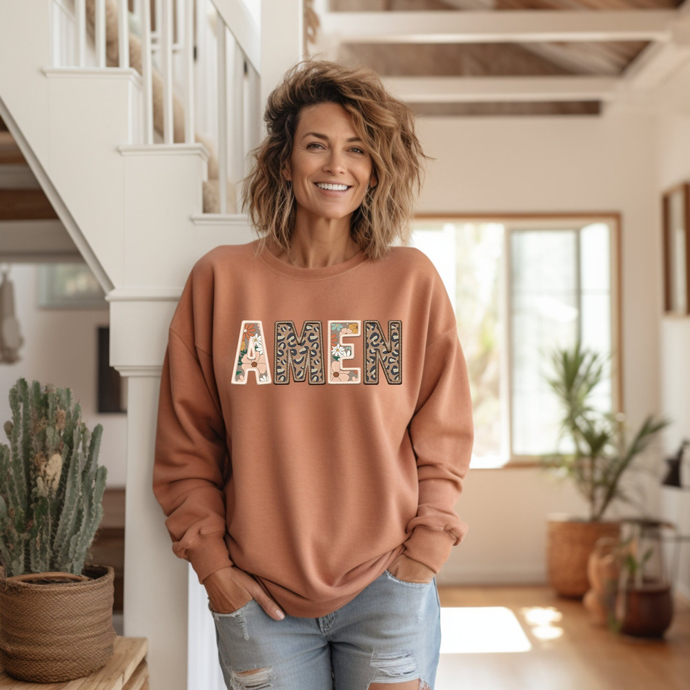 Amen Faux Embroidery Sweatshirt, Fall Christian sweater, comfort colors sweatshirt, Religious Sweater.jpg