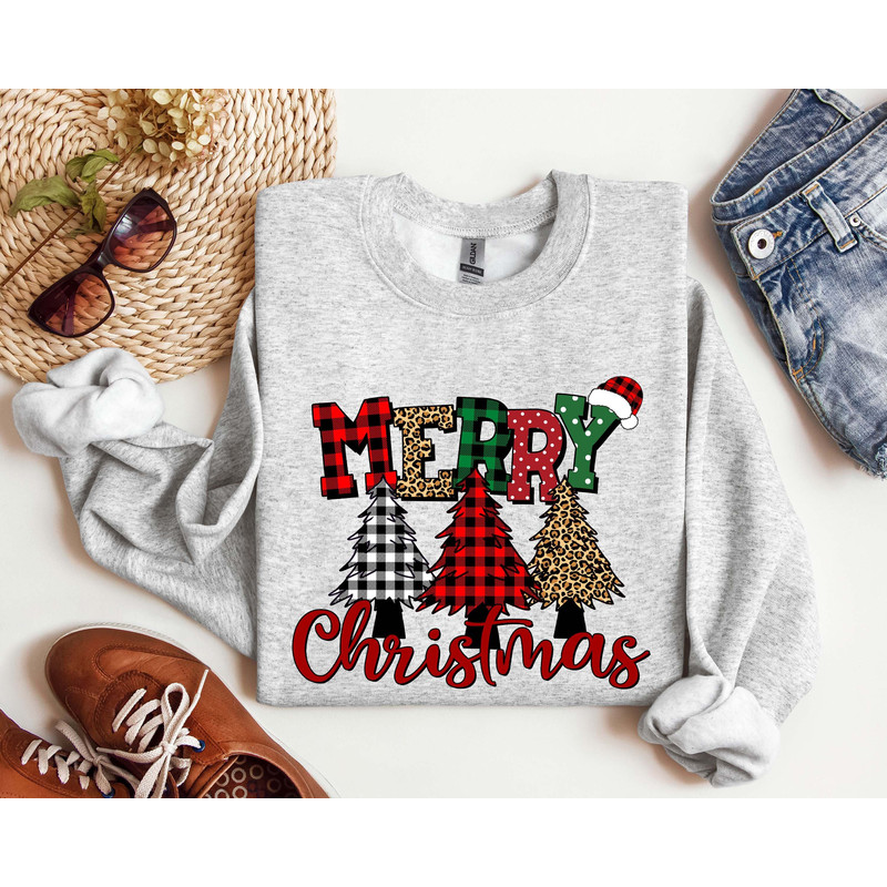 Christmas Sweatshirt Christmas Trees Shirt Womens Christmas Sweater Christmas Crewneck Pullover Christmas Tree Sweaters Holiday Apparel 1.jpg