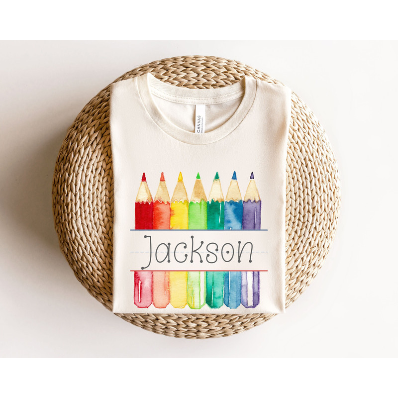 Custom Teacher Shirt With Print Pencils,Last Name Teacher Shirt,Personalized Teacher Sweatshirt,Cozy Teacher Shirt,Back to School Gift 1.jpg