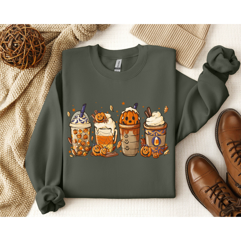 Fall Coffee Sweatshirt, Cute Halloween Fall Shirt, Mouse Ears Coffee Lover Shirt, Pumpkin Spice Latte Drink Cup,PSL Lover,Thanksgiving Shirt.jpg
