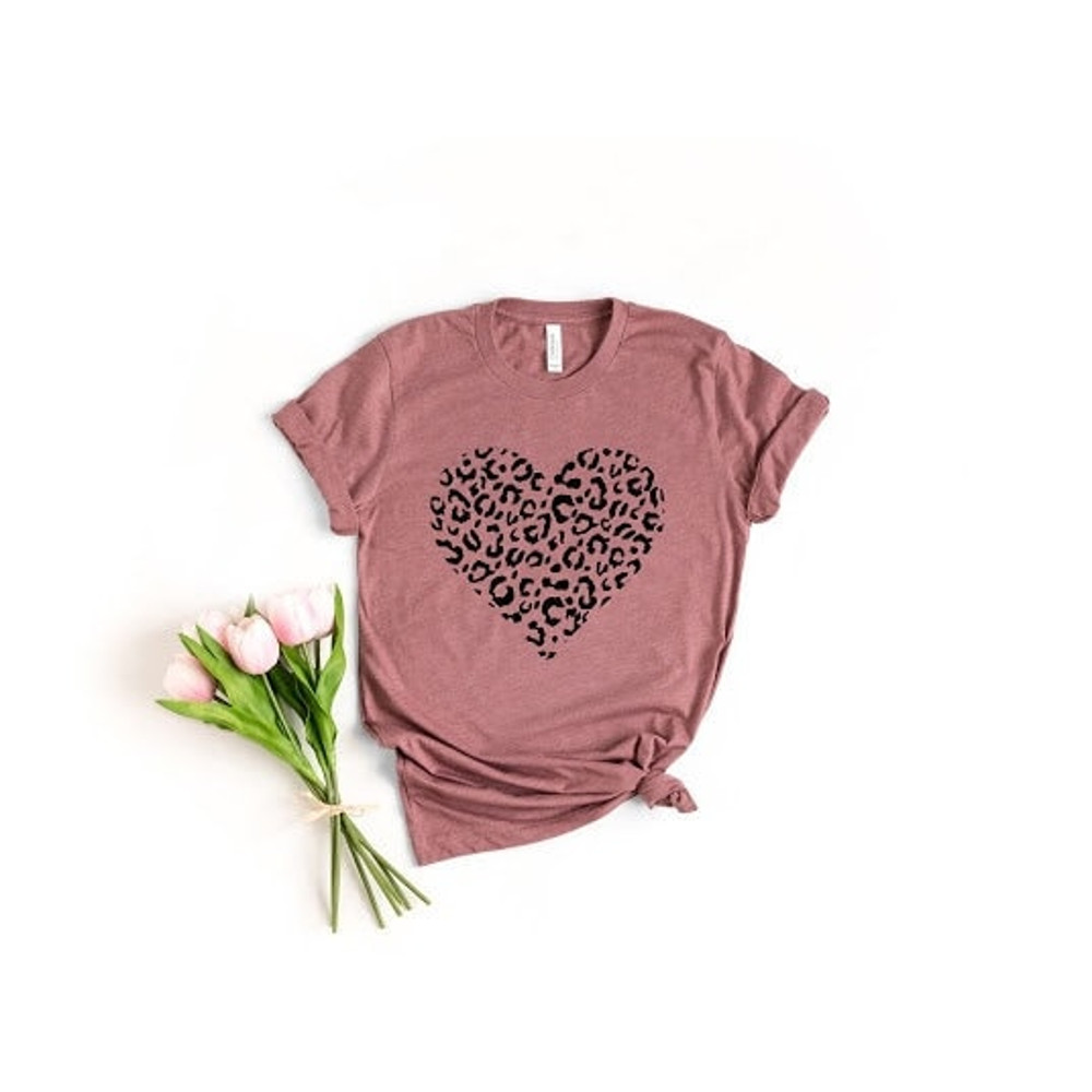 Leopard Heart Shirt, Cute Valentines Day Shirt, Leopard Shirt, Cute Heart Shirt Unisex, Valentines shirt, Cute Valentines Outfit Tee.jpg