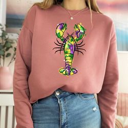 mardi gras crawfish sweatshirt, mardi gras sweatshirt, carnival sweatshirt, mardi gras alligator swe