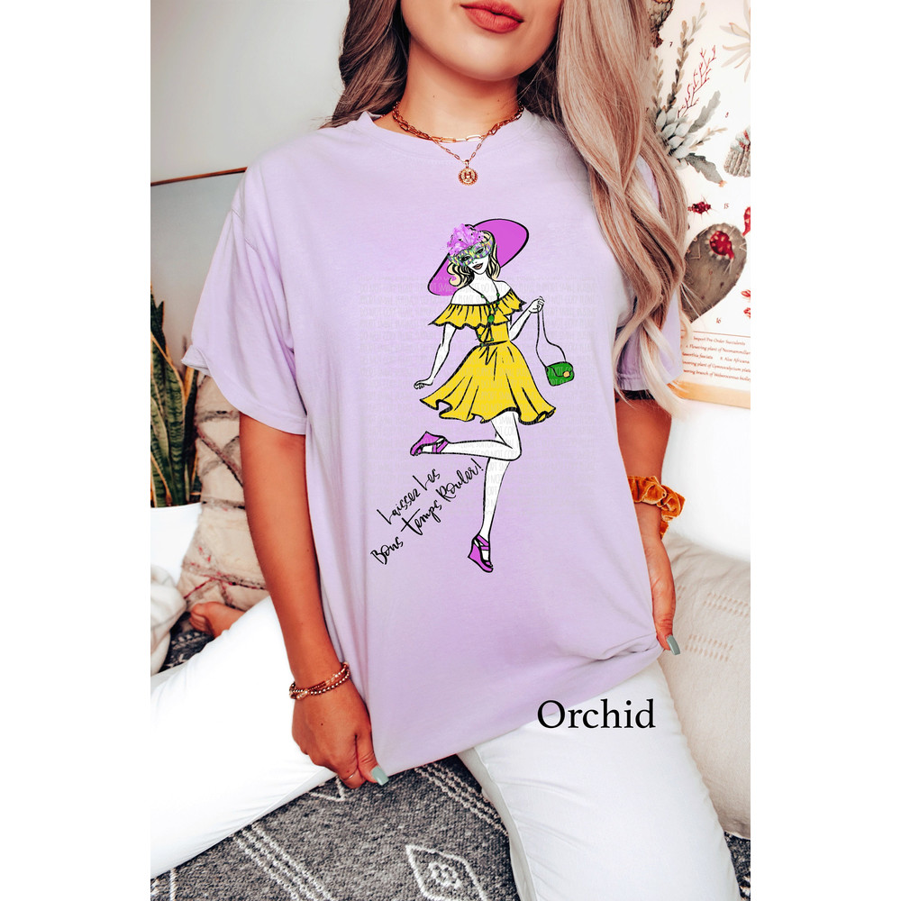 Mardi Gras fashion girl tee, Comfort Colors Mardi Gras shirt, Mardi Gras 2023.jpg