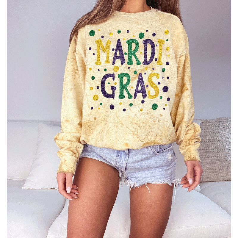 Mardi Gras Glitter Polka dot sweatshirt, mardi gras comfort color sweatshirt, mardi gras sweatshirt for women.jpg