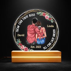 anniversary gift couple from first kiss personalized led night light, personalized gift, gift for lover