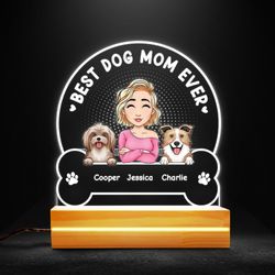 best dog mom ever personalized led night light, personalized gift, gift for lover