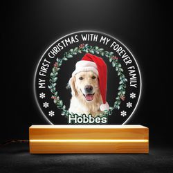 dog first christmas with forever family personalized led night light, personalized gift, gift for lover