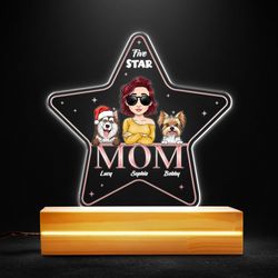 five star mom personalized led night light for dog moms, personalized gift, gift for lover