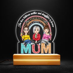 love between mom lamp daughter rainbow theme personalized led night light, personalized gift, gift for lover