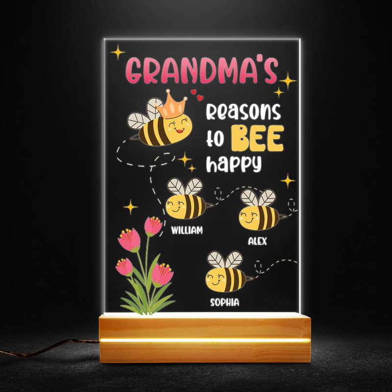 Lovely Grandma Bee Reasons To Bee Happy Personalized Led Night Light.jpg