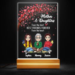 mom lamp daughter bff from the heart personalized led night light, personalized gift, gift for lover