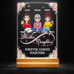 mom lamp daughter infinity linked together personalized led night light, personalized gift, gift for lover