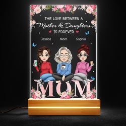 mom lamp daughter love is forever personalized led night light, personalized gift, gift for lover