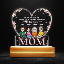 mom it reminds you how much we love you personalized led night light, personalized gift, gift for lover