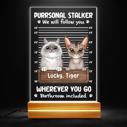 purrsonal stalker personalized led night light for cat mom cat dad, personalized gift, gift for lover
