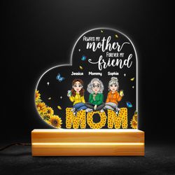 sunflower mom lamp daughter personalized led night light, personalized gift, gift for lover