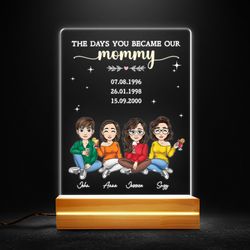 the days you became our mommy personalized led night light, personalized gift, gift for lover