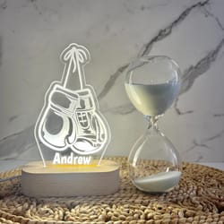 boxing gloves custom name light, personalized bedroom led cloud decor sign, light up sign