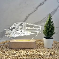 cargo truck cartoon custom name light, personalized bedroom led cloud decor, baby shower gift