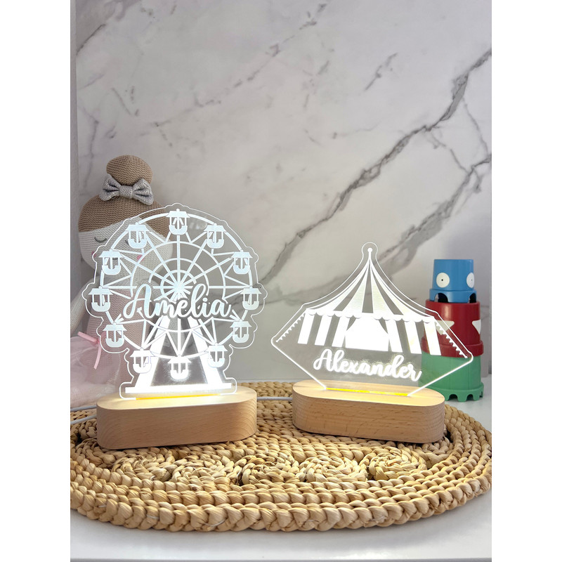Circus Custom Name Light Personalized Bedroom LED Decor Sign Light up sign DaughterSon gift Sign Boy Gift Girl Gift. Circus wheel..jpg