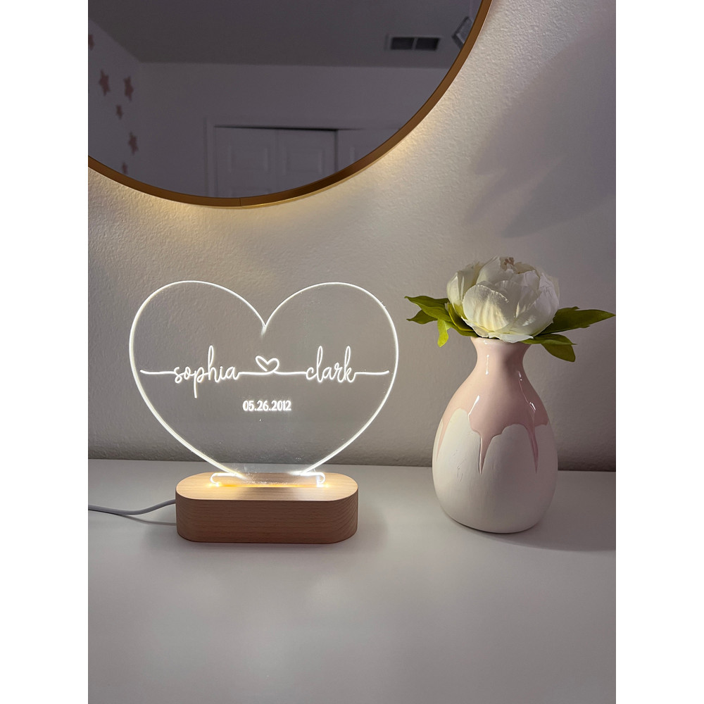 Custom Night Light as Valentines Day Gift - Anniversary gift - Romantic gift for couple - Gift for Him - Names And Date - Engagement Gift.jpg