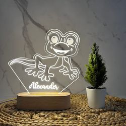frog  cartoon custom name light, personalized bedroom led cloud decor, baby shower gift
