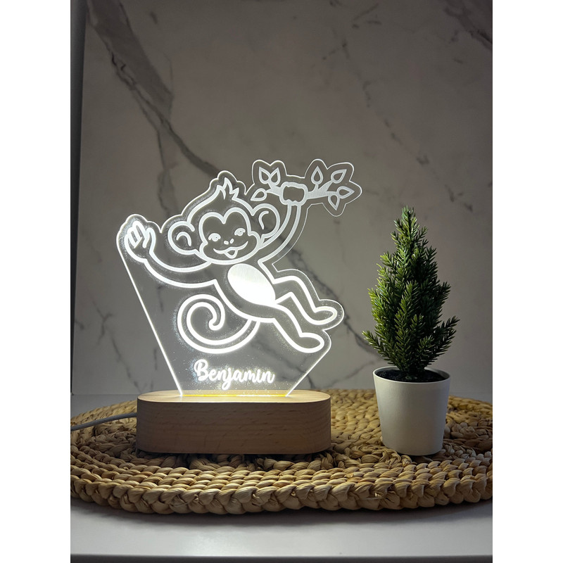 Monkey Cartoon Custom Name Light  Personalized Bedroom LED Cloud Decor  Baby Shower Gift  Newborn Gift  Toddler Gift Kid Lamp.jpg