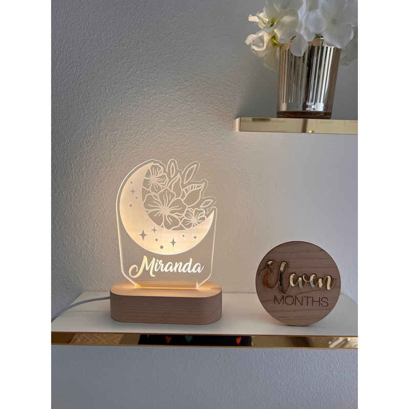 Moon and Flower Custom Name Light Personalized Bedroom LED Cloud Decor Sign Light up Sign Daughter gift Sign Office Decor Girl Gift.jpg