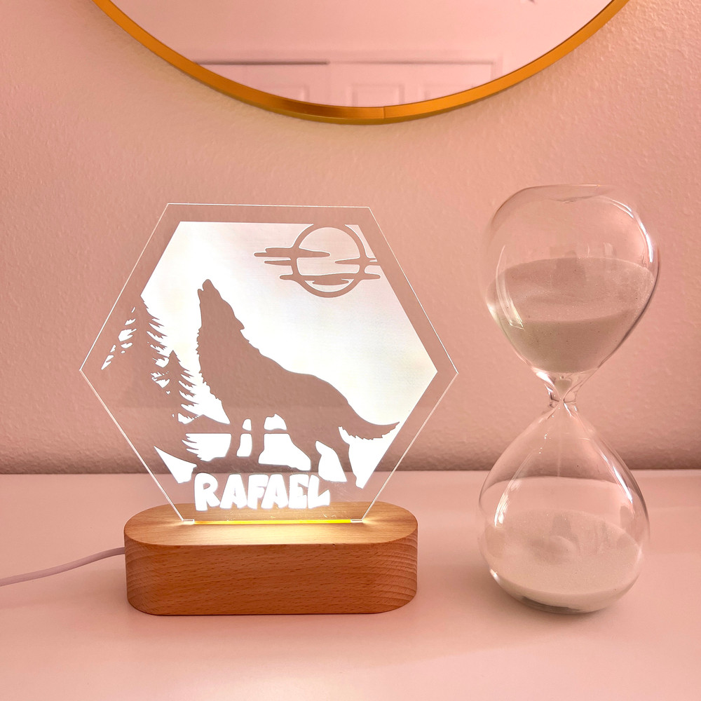 Wolf kids LED Name Light Personalized Bedroom Decor Sign Light up Sign Son gift Sign Baby Gift Office Decor Hunter Gift.jpg