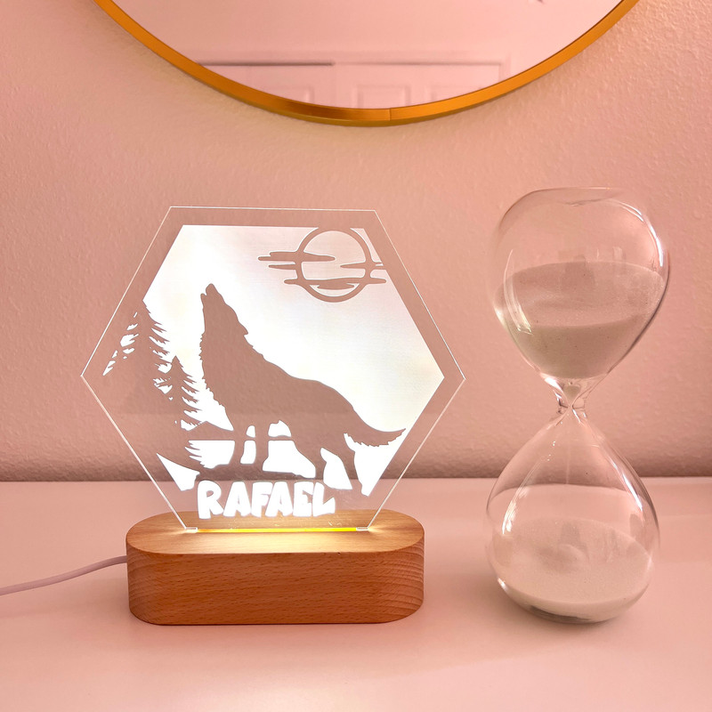 Wolf kids LED Name Light Personalized Bedroom Decor Sign Light up Sign Son gift Sign Baby Gift Office Decor Hunter Gift.jpg