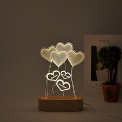 personalized 3d illusion lamp gift, custom acrylic night lamp, custom heart balloon light