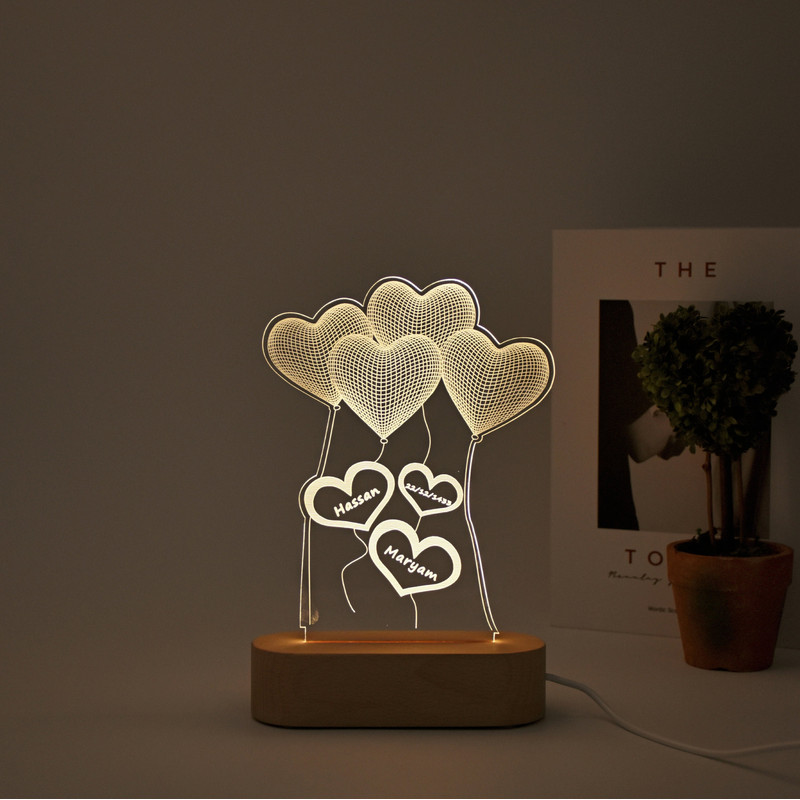 Personalized 3D Illusion Lamp Gift, Custom Acrylic Night Lamp, Custom Heart Balloon Light, Couple Led Desk Lamp, Gift for Wife, Gift for GF.jpg