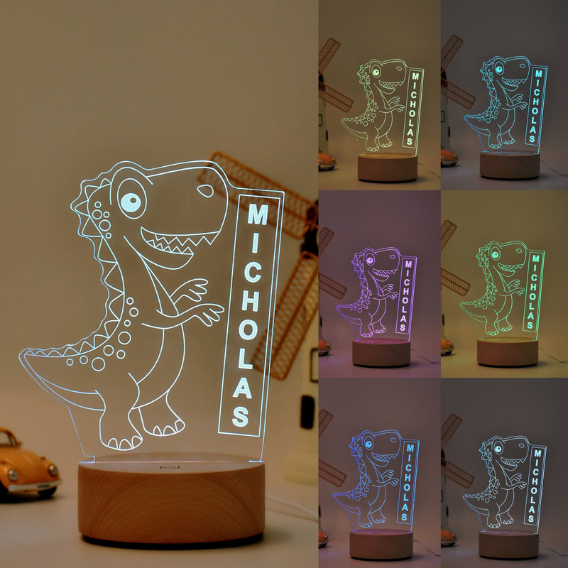Personalized Dinosaur Decor Lamp, Personalized Dinosaur Nightlight, Kids Bedroom Name Sign Gift Nightlight, 7 Color Change, Gifts for Kids.jpg