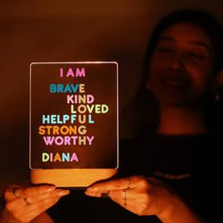 custom affirmations night light for kids, birthday gift for kids, nursery decor