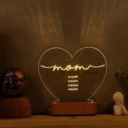 custom night light for mom, child name gift, mom gift from daughter