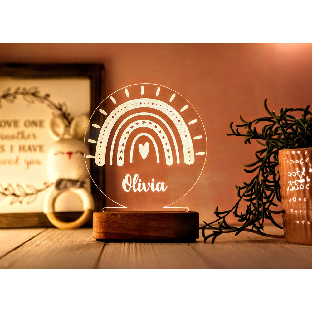 Custom Rainbow Kids Room Nightlight - Rainbow Nursery - Kids Bedroom - Custom Birthday Gift for Kids - Child Nightlight - Light Up Gift.jpg