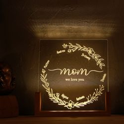 Personalized Mom Night Light, Mom Photo Led Lamp, Custom Mother Christmas Gift
