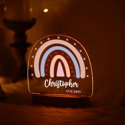 rainbow night light with name, nursery decor, kids bedroom